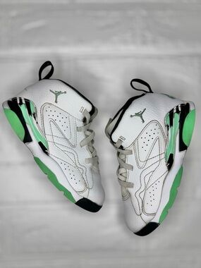 Jordan Kids White & Green Sneakers